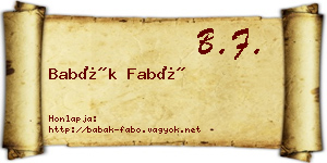 Babák Fabó névjegykártya
